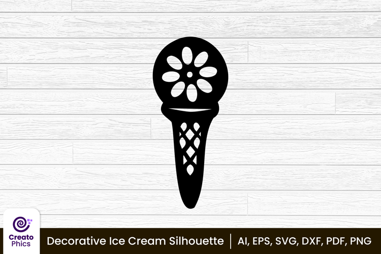 decorative ice cream silhouette food clipart SVG, printable