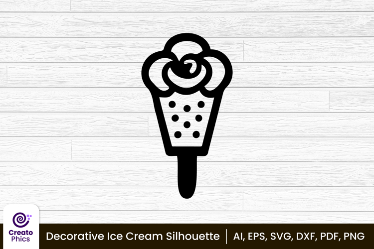 decorative ice cream silhouette food clipart SVG, printable