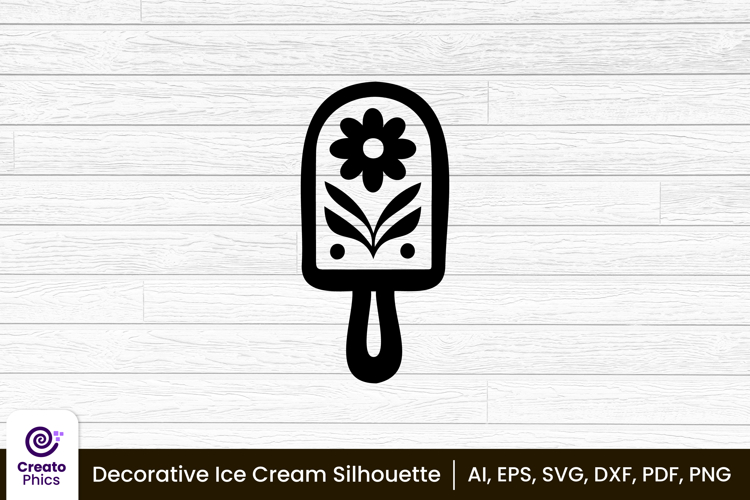 decorative ice cream silhouette food clipart SVG, printable