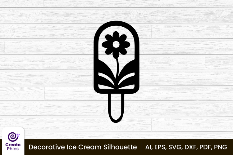 decorative ice cream silhouette food clipart SVG, printable