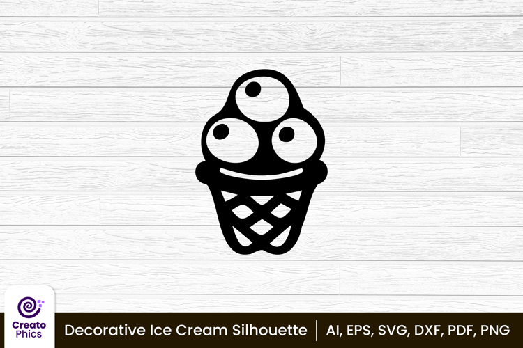decorative ice cream silhouette food clipart SVG, printable
