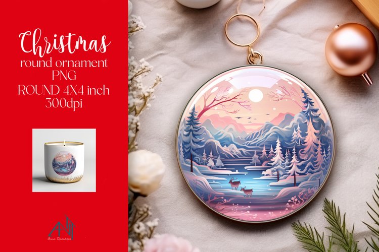 Christmas Round Ornament Sublimation PNG