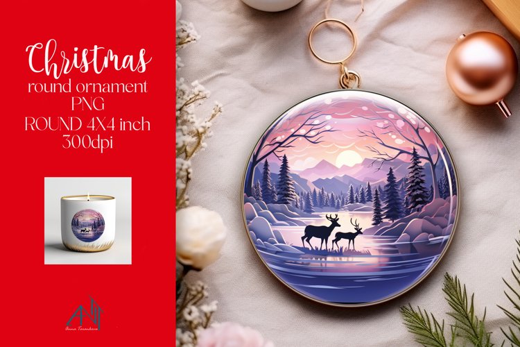 Christmas Round Ornament Sublimation PNG