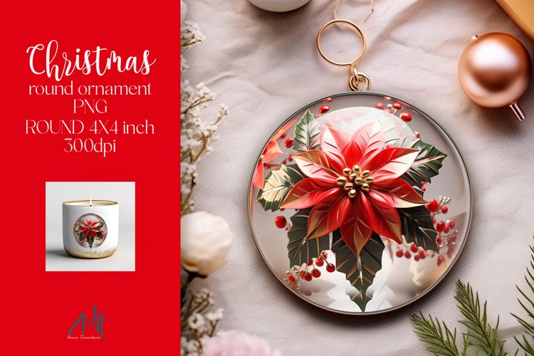 Christmas Round Ornament Sublimation PNG