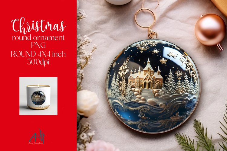 Christmas Round Ornament Sublimation PNG