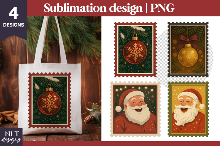 Christmas clipart Postage Stamp Santa Claus Christmas PNG