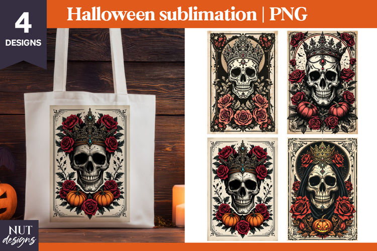 Crowned Skull Halloween tshirt design Halloween sublimation