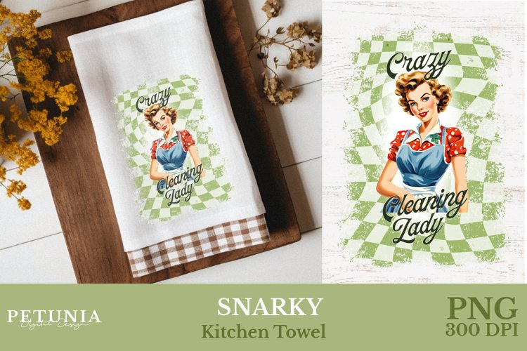 Retro Woman Kitchen Towel | Kitchen Towel Sublimation Design
