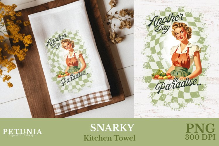 Retro Woman Kitchen Towel | Kitchen Towel Sublimation Design