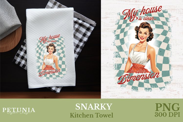 Retro Woman Kitchen Towel | Kitchen Towel Sublimation Design