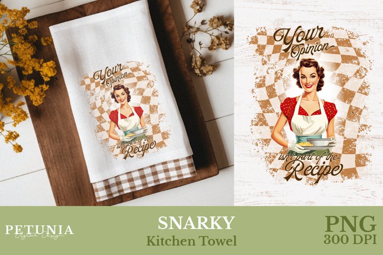 Retro Woman Kitchen Towel | Kitchen Towel Sublimation Design