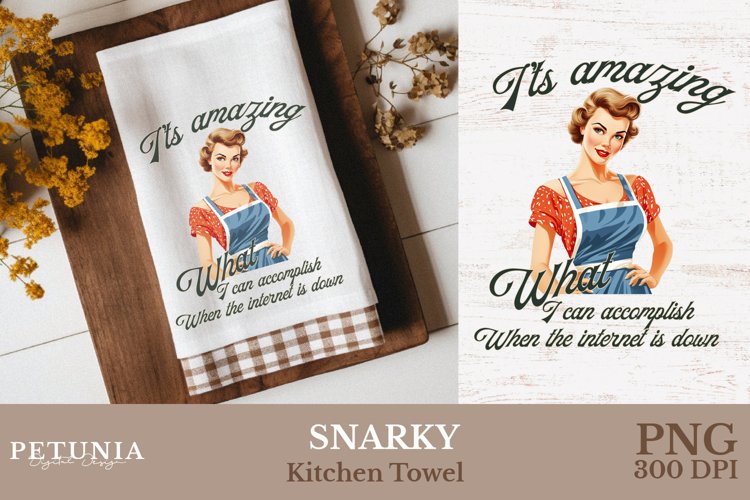 Retro Woman Kitchen Towel | Kitchen Towel Sublimation Design
