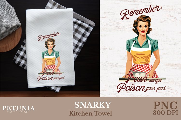Retro Woman Kitchen Towel | Kitchen Towel Sublimation Design