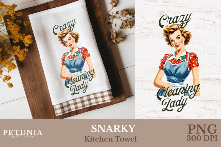 Retro Woman Kitchen Towel | Kitchen Towel Sublimation Design