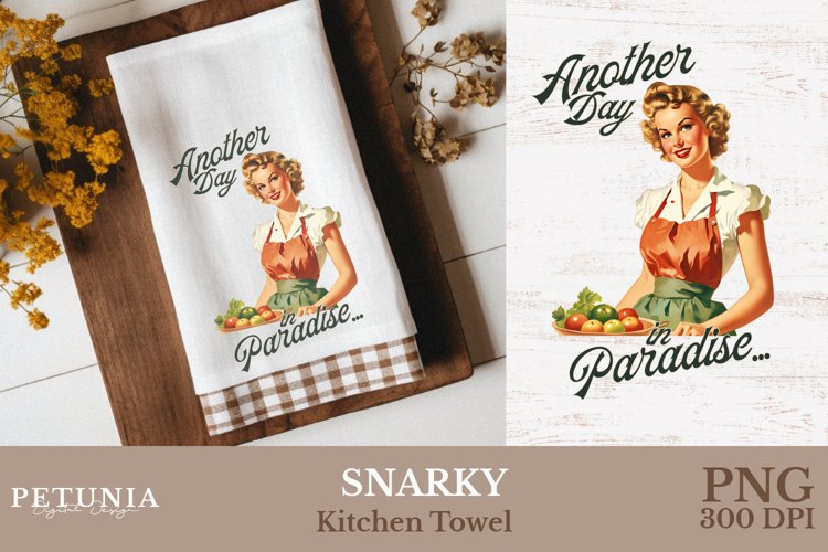 Retro Woman Kitchen Towel | Kitchen Towel Sublimation Design
