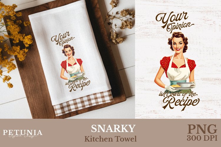 Retro Woman Kitchen Towel | Kitchen Towel Sublimation Design