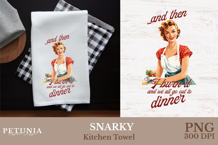 Retro Woman Kitchen Towel | Kitchen Towel Sublimation Design