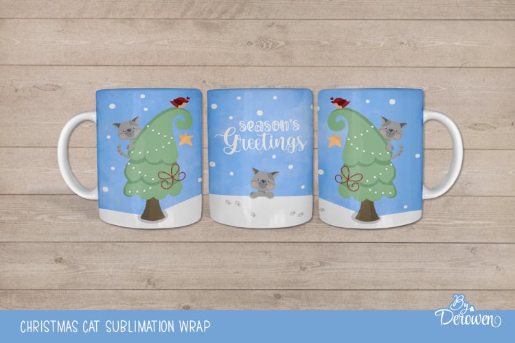 Christmas Mug Sublimation Design with Cat Christmas Tree example image 1