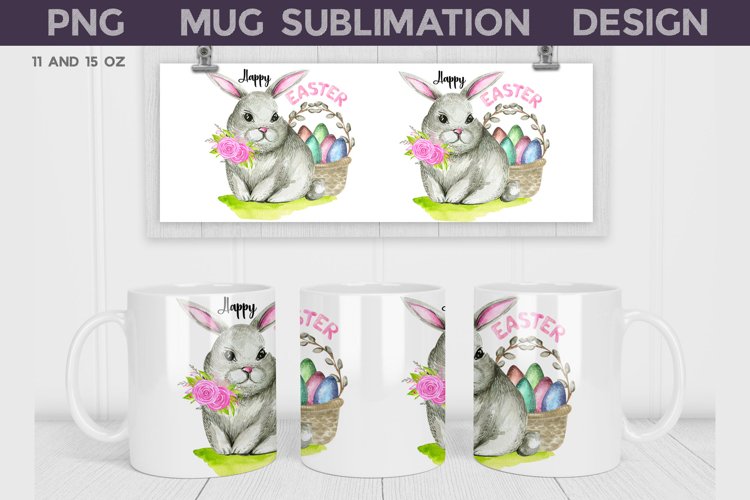 Easter Bunny Mug Sublimation | Spring Mug Wrap