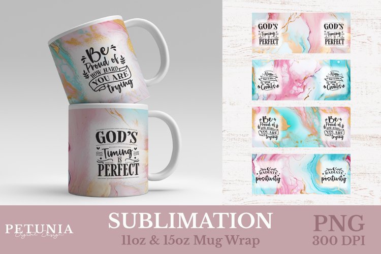 Motivational mug design being used as a sublimation mug wrap print