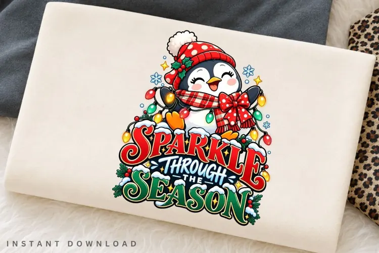Sparkle Through the Season Cute Penguin Christmas Winter