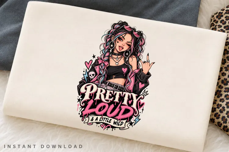 Pretty Loud PNG, A Little Wild Girl Design, Edgy Pink Girl