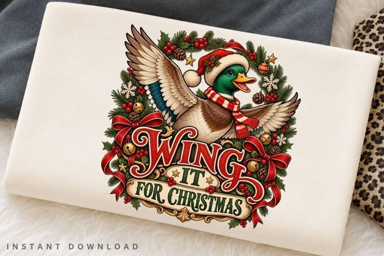 Wing It for Christmas Festive Duck Winter Holiday PNG example image 1