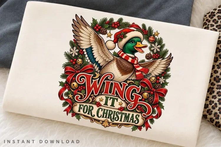 Wing It for Christmas Festive Duck Winter Holiday PNG