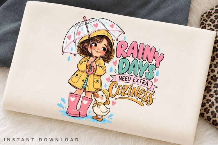 Rainy Days Need Extra Coziness PNG Sublimation Design example image 1