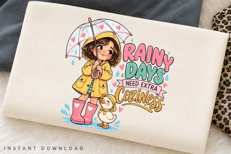 Rainy Days Need Extra Coziness PNG Sublimation Design