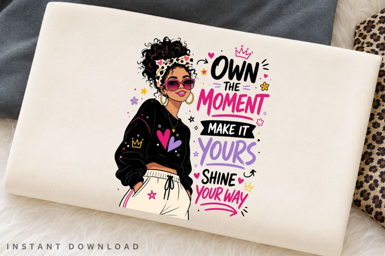 Own The Moment PNG Sublimation Design, Trendy Preppy Girl