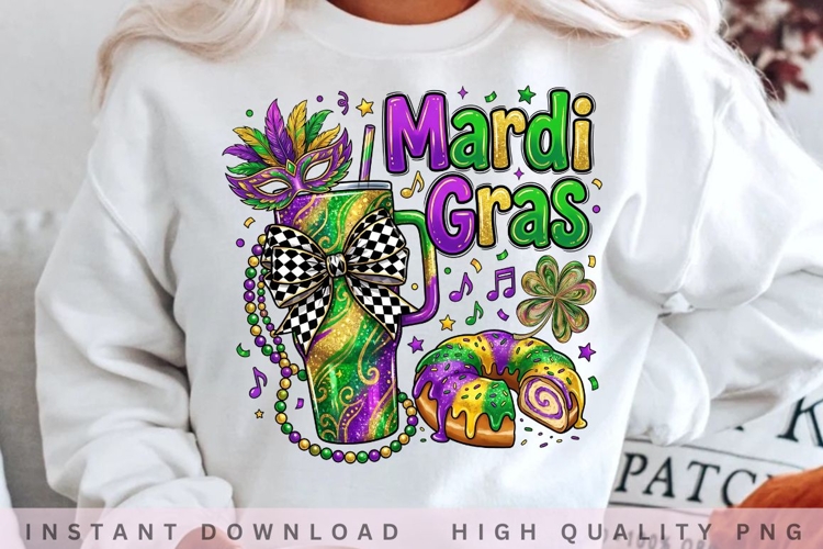 Mardi Gras Tumbler PNG Design example image 1