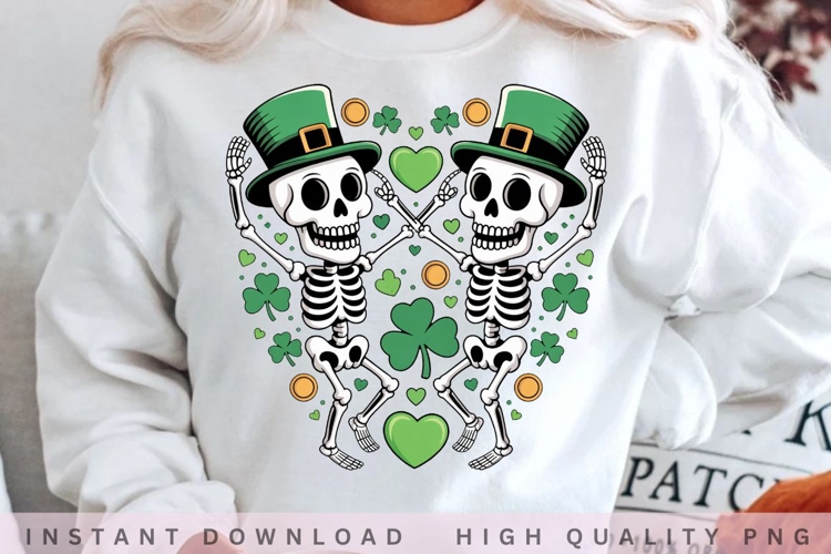 Lucky Skeleton Shamrock PNG Design example image 1