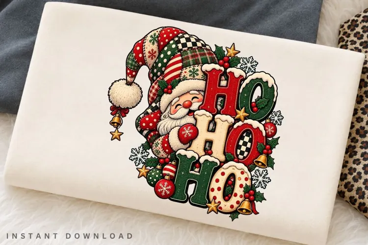 Festive Santa Ho Ho Ho Christmas Winter Holiday PNG Design