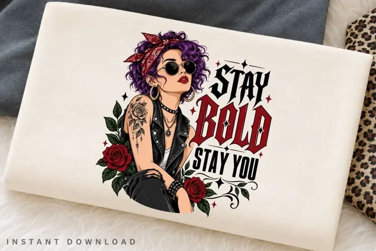 Stay Bold Stay You PNG Sublimation Design, Rocker Girl
