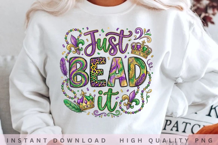 Just Bead It Mardi Gras PNG Design example image 1