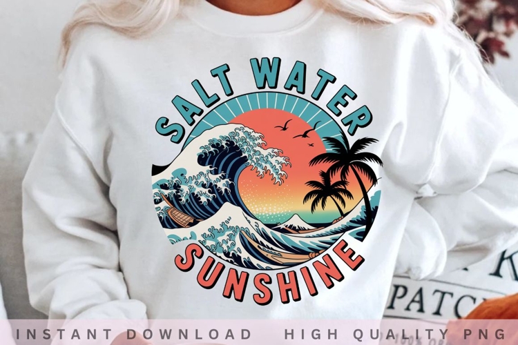 Salt Water Sunshine PNG, Retro Beach Summer Sublimation,