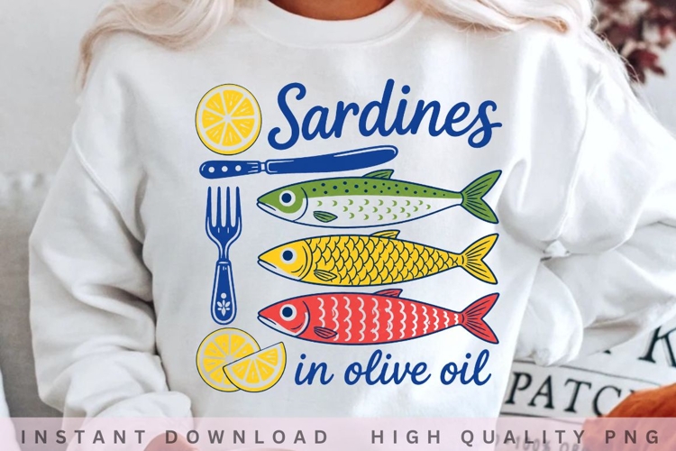 Sardines in Olive Oil Vintage Fish PNG example image 1