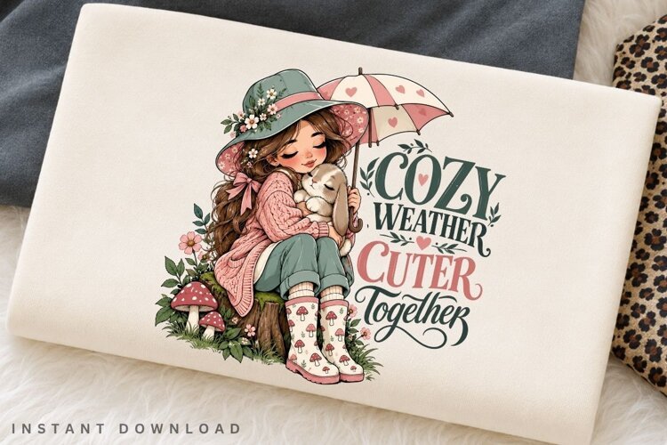 Cozy Weather Cuter Together PNG Sublimation Design example image 1