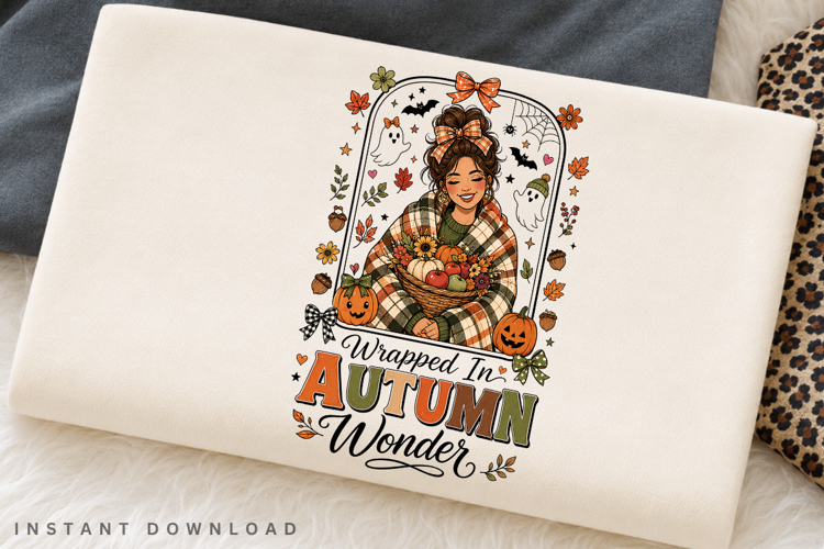 Wrapped In Autumn Wonder PNG Sublimation Design, Plaid
