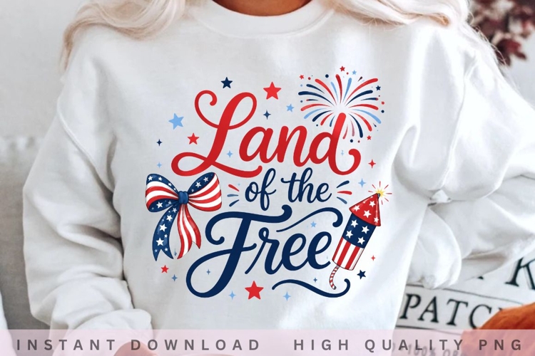 Land of the Free PNG Design, Patriotic 4th of July example image 1