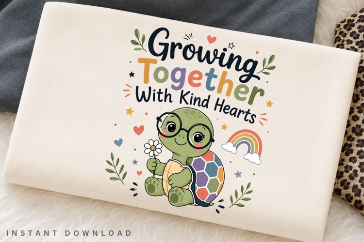 Growing Together With Kind Hearts PNG Sublimation Design
