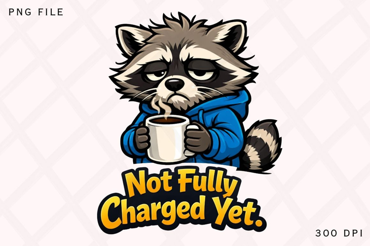 Not Fully Charged Yet Funny Raccoon Coffee Shirt Design