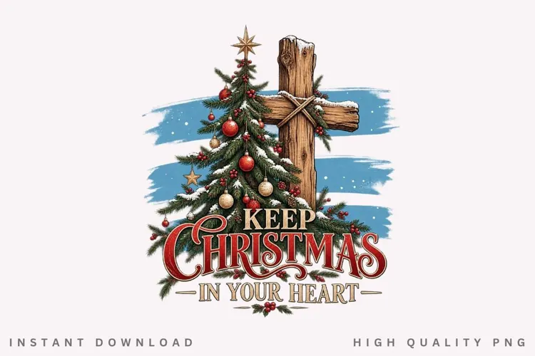 Keep Christmas in Your Heart Christmas Tree Cross Holiday