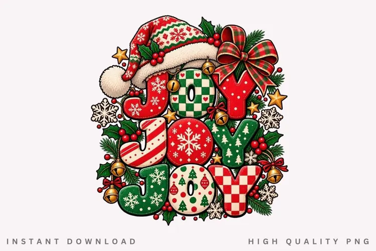 Joyful Christmas Winter Holiday Festive Typography PNG