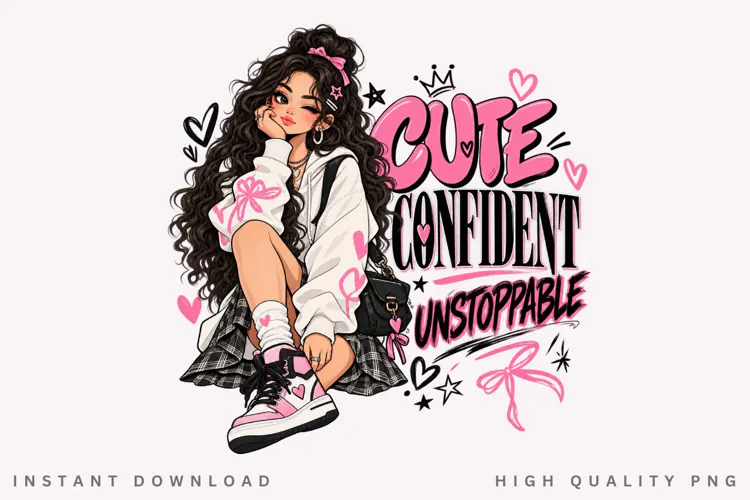 Cute Confident Unstoppable PNG, Stylish Girl Illustration