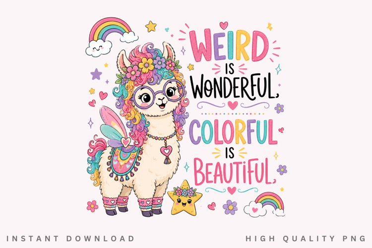 Weird Is Wonderful PNG Sublimation Design, Cute Rainbow