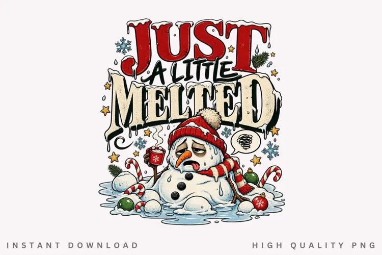 Funny Melting Snowman Christmas Winter Holiday Typography