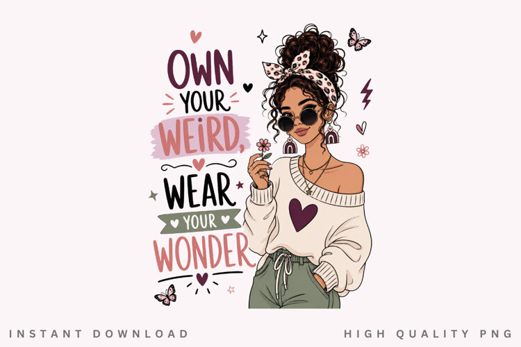 Own Your Weird Wear Your Wonder PNG Sublimation Design example image 1