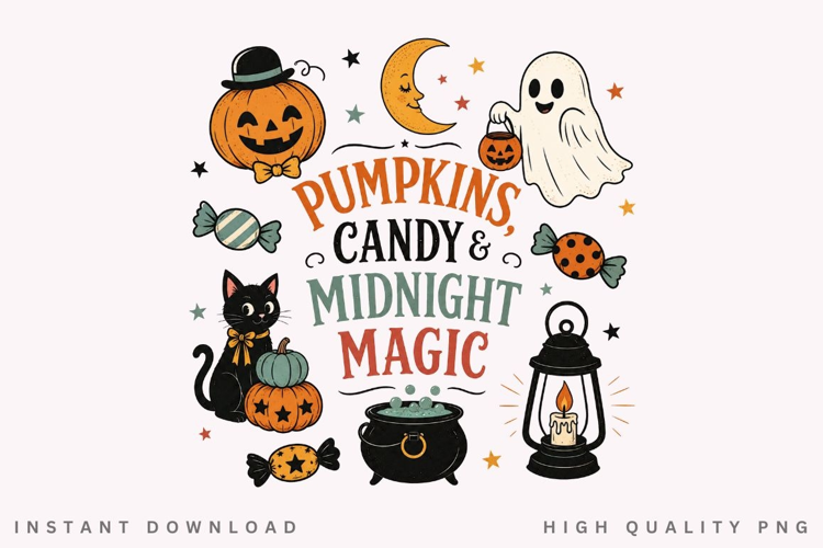 Pumpkins Candy Midnight Magic PNG Sublimation Design